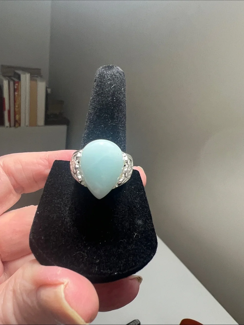 Teardrop Light Blue Gemstone 925 Sterling Silver - Heirloom Estate